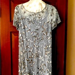Adrianna Papell floral beaded godet gown